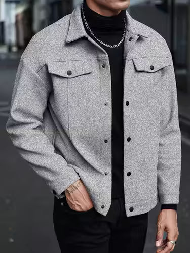 Classic Wool Blend Winter Jacket for Men | Stylish Button Coat